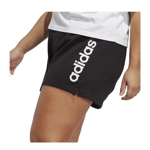 Adidas Black Athletic Shorts Elastic Waistband Mid-Thigh Length - Picture 3 of 3